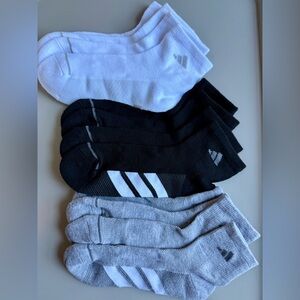 Adidas Women’s Quarter Athletic Socks - Black, White, and Gray